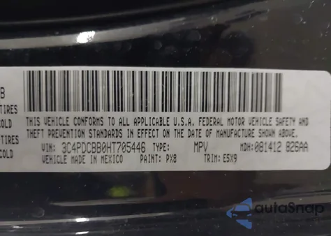 2017 Dodge Journey Sxt from USA, damaged, VIN 3C4PDCBB0HT705446